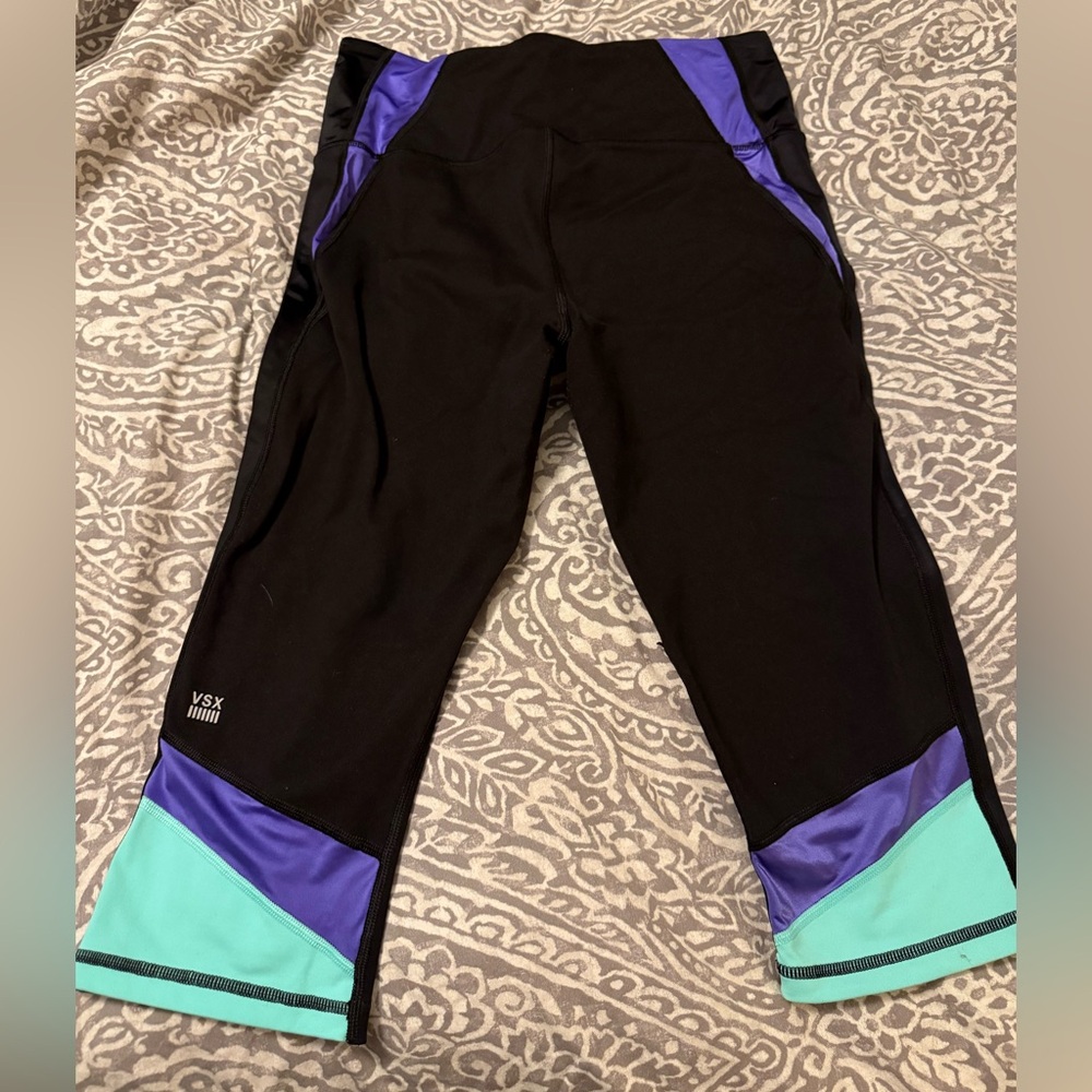 Victoria's Secret Black, Purple, and Teal Leggings